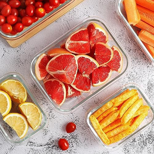 HOMBERKING 10-Pack Glass Meal Prep Containers, 36 oz/14 oz, Locking Lid Set