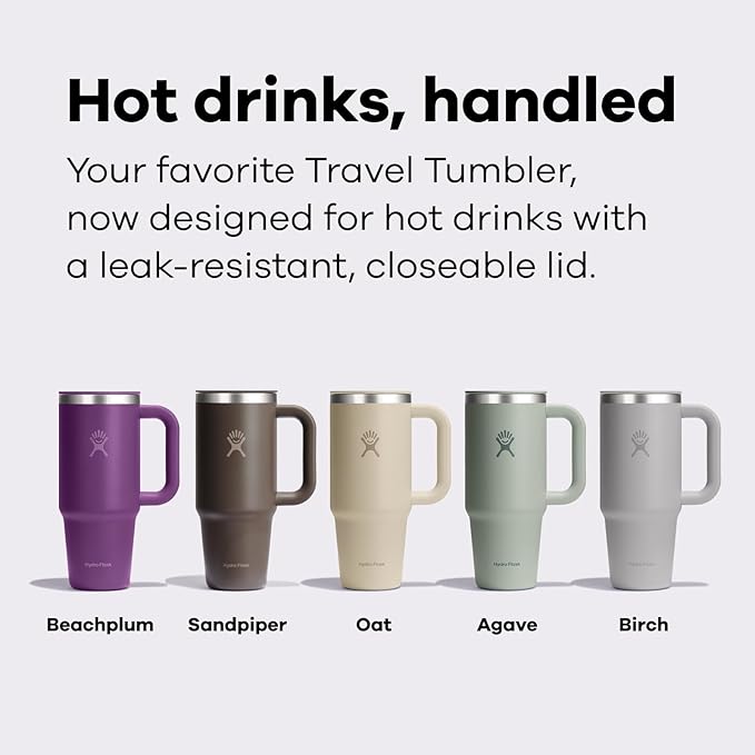 Hydro Flask Coffee Travel Tumbler Mug – Insulated Stainless Steel, Leak Resistant Hot & Iced Coffee Cup 24 Oz Beachplum Purple
