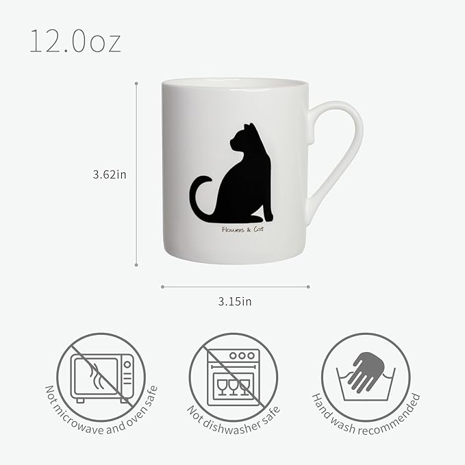 Cat Heat Color Changing Coffee Mug - 12 oz Ceramic Tea Cup - Cat Lover Gift for Women.