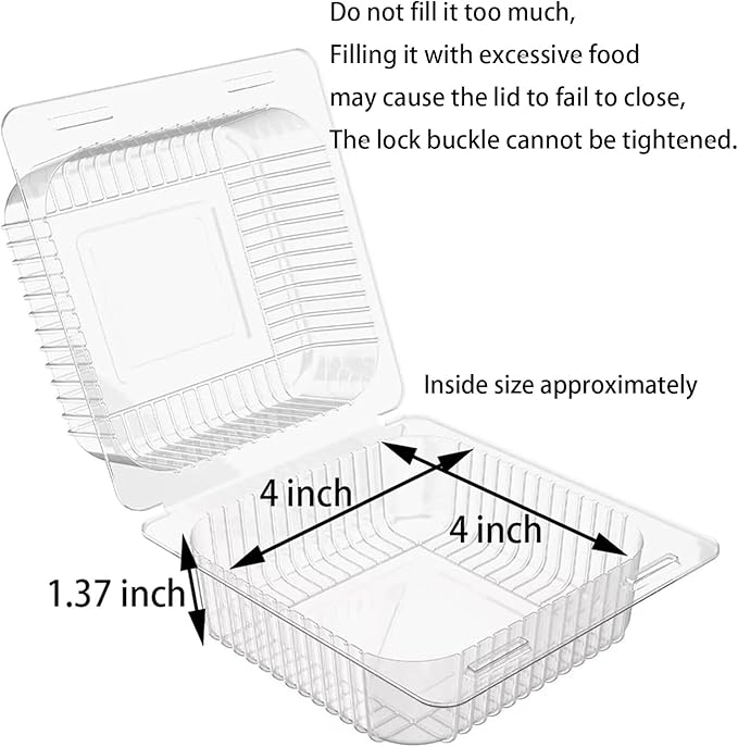 400 Count Clear Plastic Hinged Take Out Containers Clamshell Takeout Tray Food Clamshell Containers Outside Diameter for Dessert, Snacksetc, Cakes Slice, Cookies, Salads