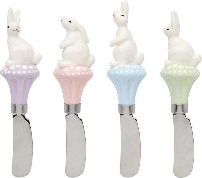 Oneida 898200 Bunny Hop 4-Piece Cheese Spreader Set, MultiColor