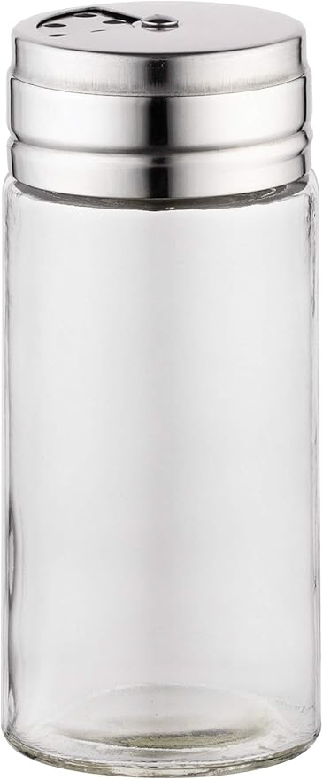 Fox Run 5167 Glass Spice Jar with Stainless Steel Shaker Lid, 6 Ounce, Clear Container for Seasonings, Small (Pack of 2)