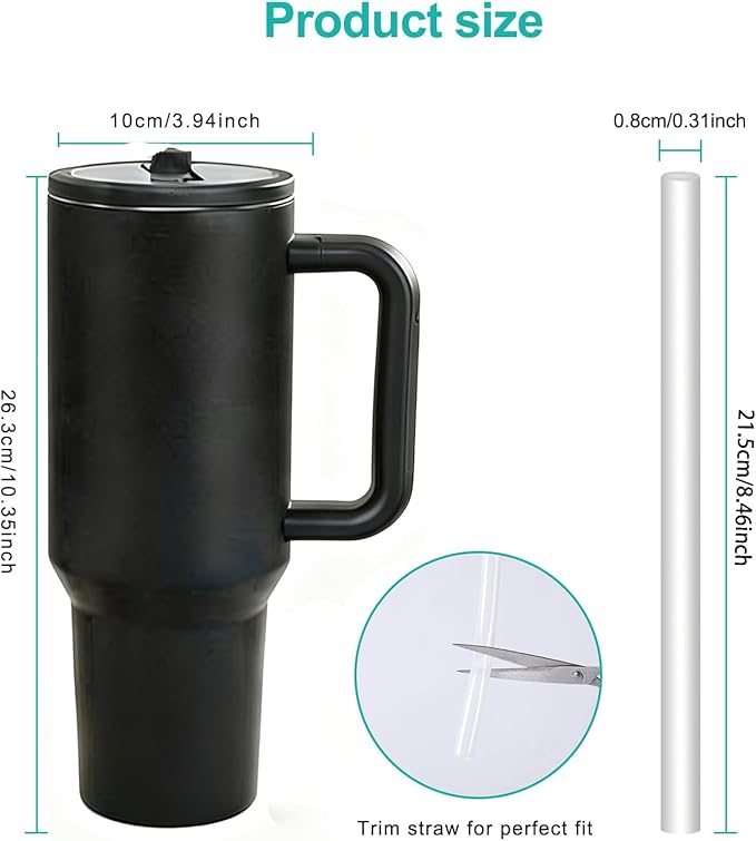 40 oz Insulated Tumbler with Handle,Flip Straw,Lid & Rubber Base Stainless Steel Water Bottle - Leak Proof Vacuum Insulated Mug BPA Free Reusable Travel Cup Gifts for Women/Men (black 40OZ)