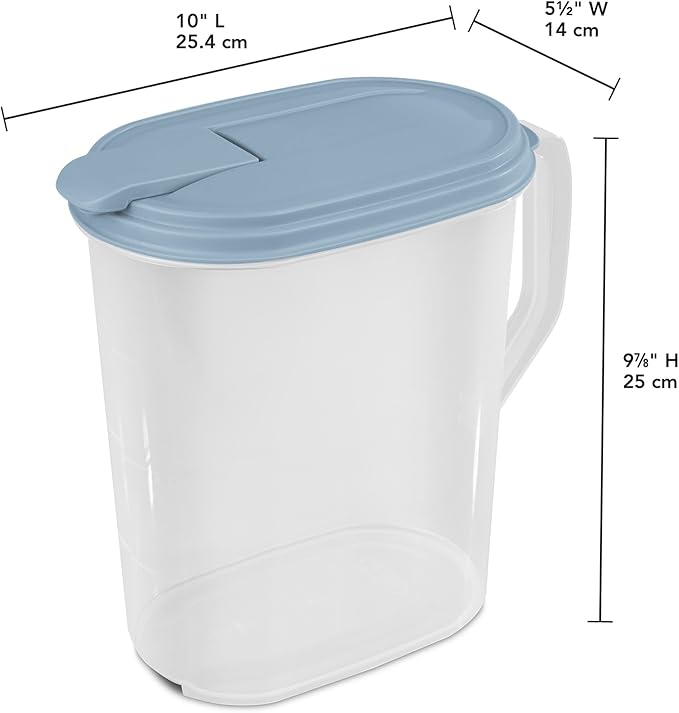 Sterilite Plastic Hinged Pitcher with Comfort Grip Handle, 1 Gallon, 12 Pack