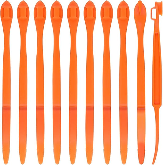 10pcs Orange Peeler Tool, Long Handle Serrated Citrus Peel Cutter Easy Hold Plastic Vegetable Lemon Slicer Fruit Opener Remover Kitchen Gadget Chef Tools