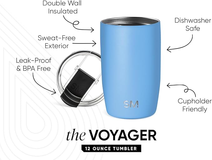 Simple Modern Voyager Tumbler with Flip Lid | Travel Coffee Mug | Insulated Stainless Steel Cold Brew Iced or Hot Coffee Cup | Gifts for Women Men Her Him | 12oz, Snow Day