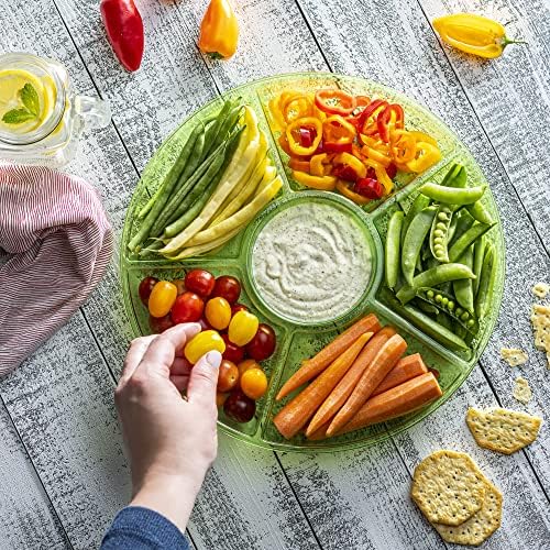 Plasticpro 6 Sectional Round Plastic Serving Tray/Platter (2, Green)