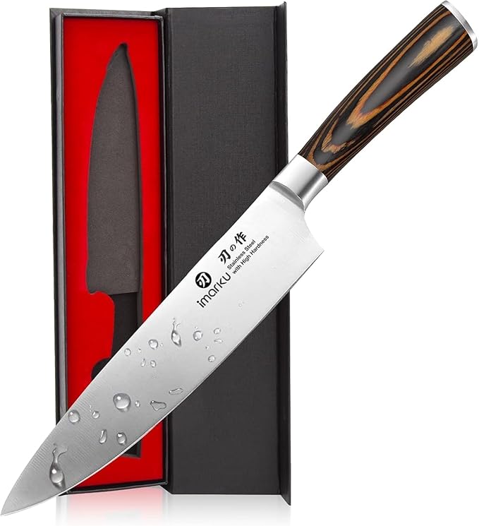 imarku Chef Knife - Pro Kitchen Knife 8 Inch Chef's Knives Japanese HC Steel Sharp Paring Knife with Ergonomic Handle, Tawny Handle, Best Gifts for Men and Women, Gyutou knives