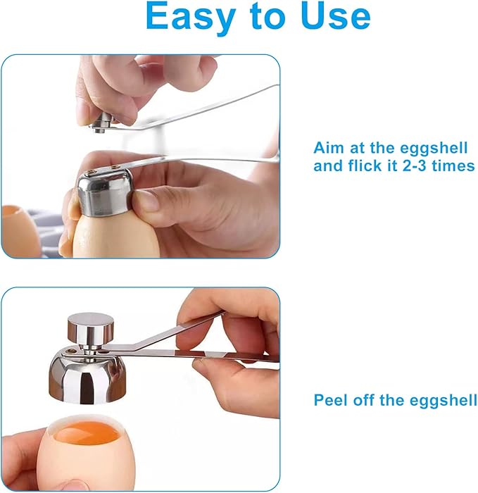2Pcs Stainless Steel Egg Cracker, Ergonomic Egg Shell Opener Adjustable Egg Topper, Durable Egg Scissors for Custards and Cakes/Kitchen Accessories