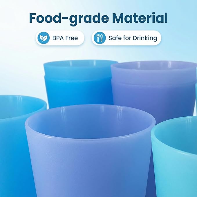 32-ounce Cups, BPA-free Plastic Tumblers Reusable Dishwasher Safe Set of 12 in 4 Assorted Colors Large Drinking Glasses
