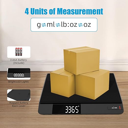 Digital Postal Scale with Backlit LCD, 15kg Grams/Oz/Lb/ML, Tare Function, Auto-Off, Large Platform for Mailing, Cooking, and Small Packages