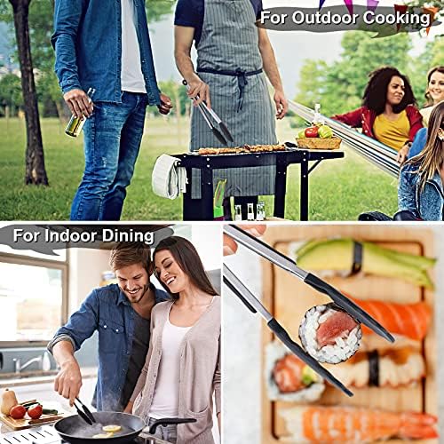 7/9/12 Inch Kitchen Tongs Set of 3, Cooking Tongs with Silicone Tips