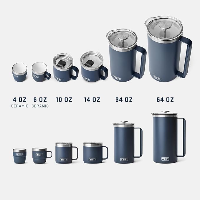 YETI Rambler 14 oz Ceramic Lined Stackable Mug, Vacuum Insulated, Stainless Steel with MagSlider Lid, Black Forest Green