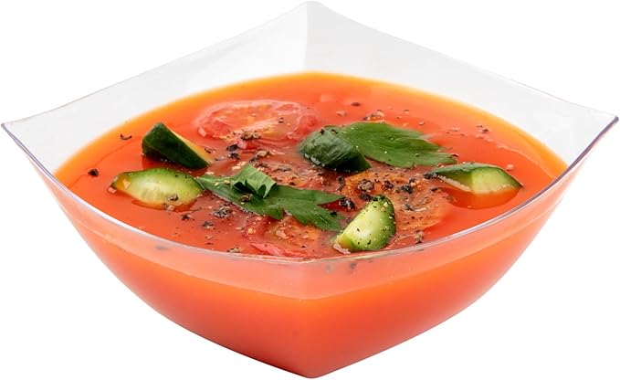 Restaurantware Moderna 8 Ounce Fancy Square Disposable Bowls - Durable Heavy-Duty Clear Plastic for Warm and Cold Foods (Pack of 3)