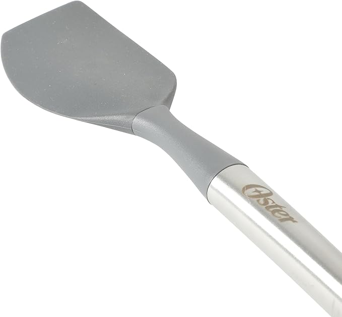 Oster Chadswyck 11” Silicone Turner Spatula, Heat Resistant Head, Stainless Steel Handle, Safe for Nonstick Cookware, Dishwasher Safe
