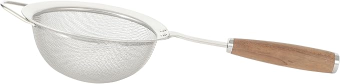 Sur La Table Kitchen Essential Walnut & Co. Stainless Steel W/Walnut Handle 5.5 Inch Mesh Strainer and Sifter