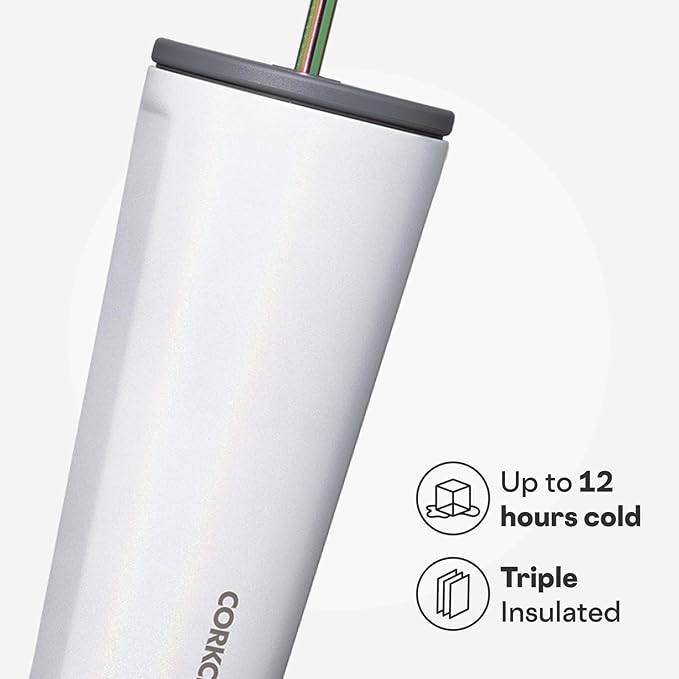 Corkcicle Cold Cup Insulated Tumbler with Straw - Keeps Drinks Cold for 12 Hours - Triple-Insulated Stainless Steel - Leak-Resistant Lid - Summer Drinkware Gift - 24 oz - Unicorn Magic