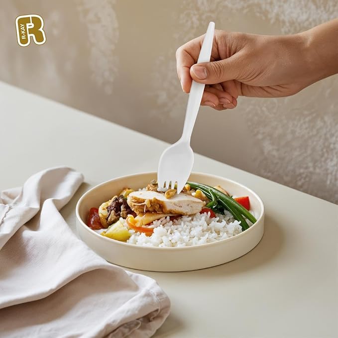 White Plastic Sporks Bulk 1000 Count - Medium Weight Bulk Sporks Disposable For Home, Parties And Caterings, Premium Disposable Sporks.
