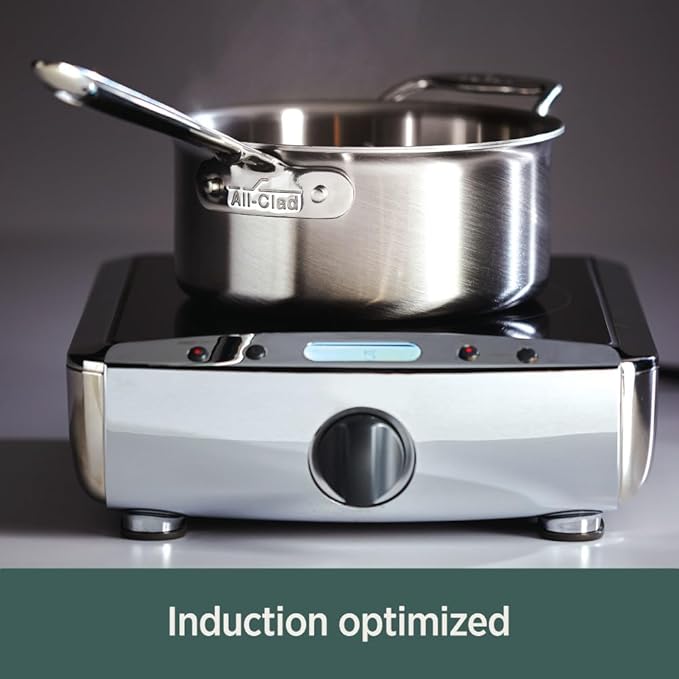 All-Clad D5® Stainless Steel Core 4 Quart Soup Pot With Lid - Made in the USA - The Upgrade for Supremely Even Heat- Oven Safe & Induction Compatible Cookware