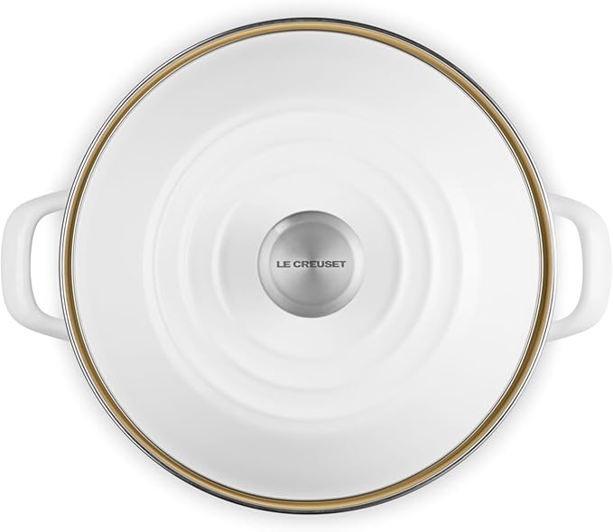Le Creuset Enamel on Steel Traditional Stockpot, 10 qt., White with Stainless Steel Knob