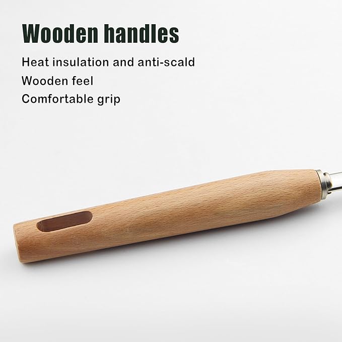 Spider Strainer, Cooking Spider,7.9-inch Extra Large Spider Spoon with Wood Handle, Stainless Steel Spider Cooking Utensil for Cooking and Frying