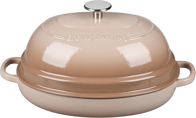 Enameled Oval Cast Iron Dutch Oven Pot with Lid, Bread Dutch Oven for Sourdough Bread Baking, Dutch Oven Bread, Bread Oven, 6QT, Mocha