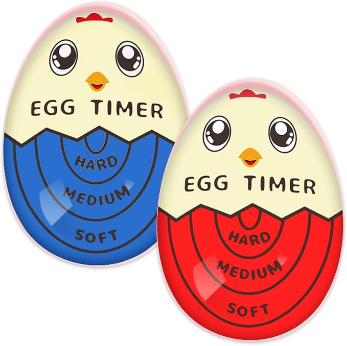 Lasubst Egg Timer that Goes in Water for Soft Medium Hard Boiled Eggs, 1 Red 1 Blue