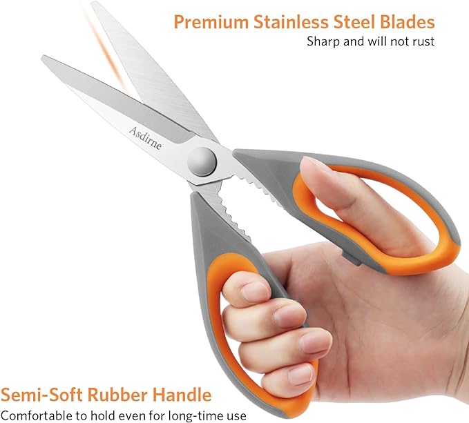 Kitchen Scissors Set, Knife-Grade Stainless Steel, TPR Comfortable Handle All Purpose Scissors, Include One Poultry Shears and Four Different Sizes of Cooking Scissors, Perfect Kitchen Partner