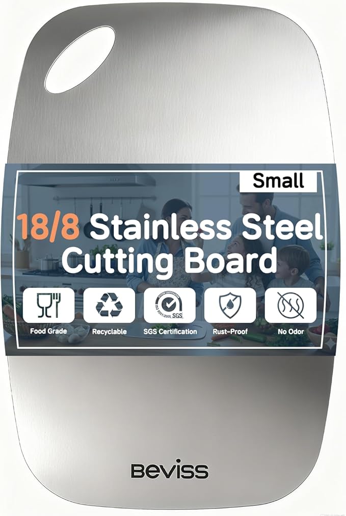 Cutting Board Non-Toxic, 304 Stainless Steel Cutting Board Double Sided, 11.45" x 8.15" Chopping Board for Kitchen, Dishwasher Safe Chopping Board for Meat, Vegetables or Fruit