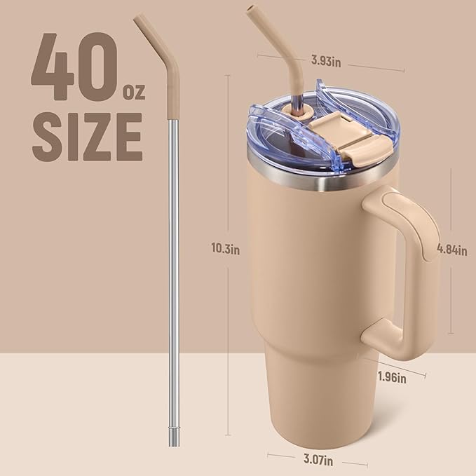 COKTIK 40 oz Tumbler With Handle and Straw, Insulated Tumbler With Leakproof Lids, Stainless Steel|BPA-Free, Cold for 24 H (Dark Night)