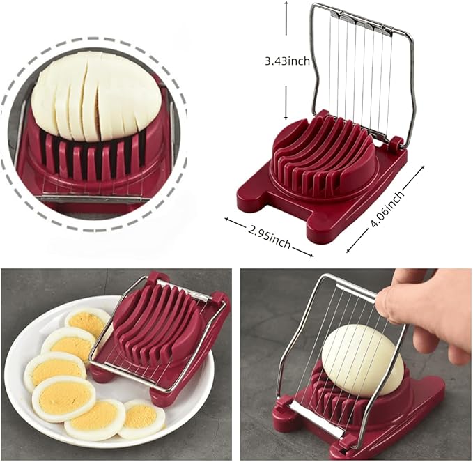 2-Piece Multifunctional Stainless Steel Boiled Egg Tongs with 1 Piece Egg Slicer – Kitchen Cooking Tools & Supplies