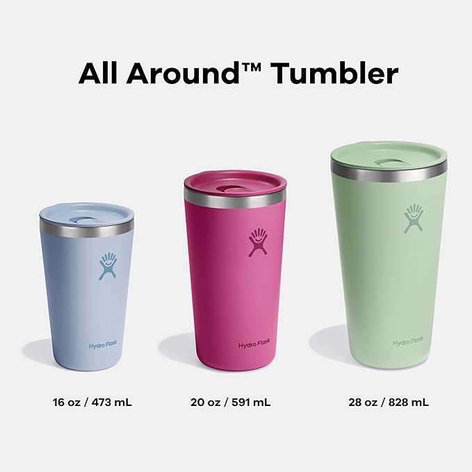 Hydro Flask All Around Tumbler Press-in Lid, Insulated Travel Mug, Stainless Steel Coffee Cup 28 Oz Agave Green