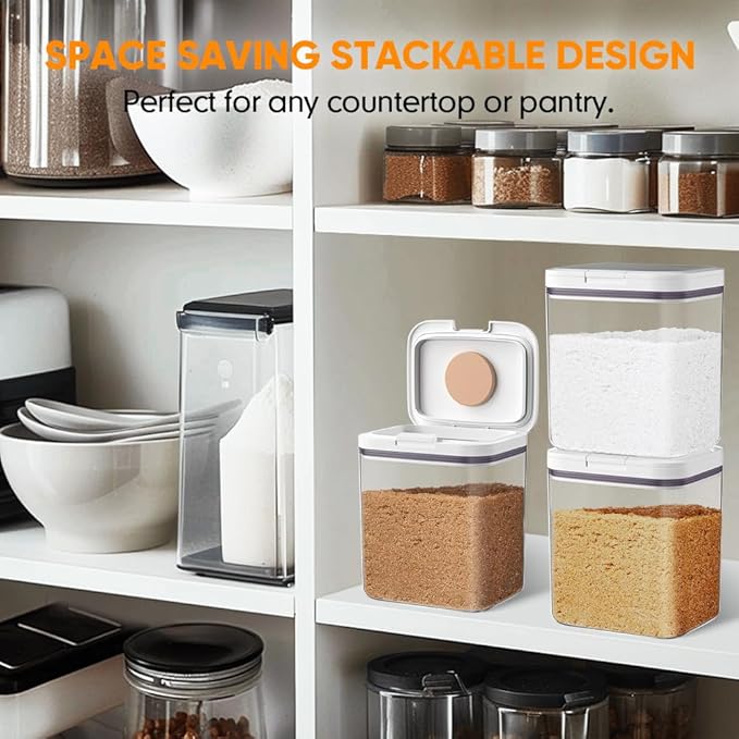 Brown Sugar Container Airtight, 2 Quart Brown Sugar Keeper Storage Container with Spoon