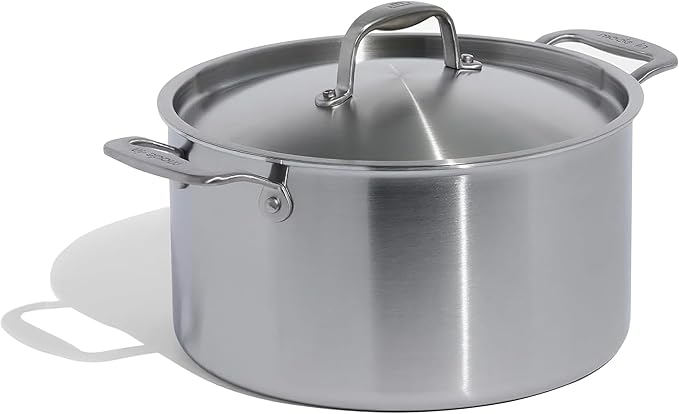 Made In Cookware | 8 Quart Stainless Steel Stock Pot With Lid | 5 Ply Stainless Clad | Professional Cookware | Crafted in Italy | Induction Compatible