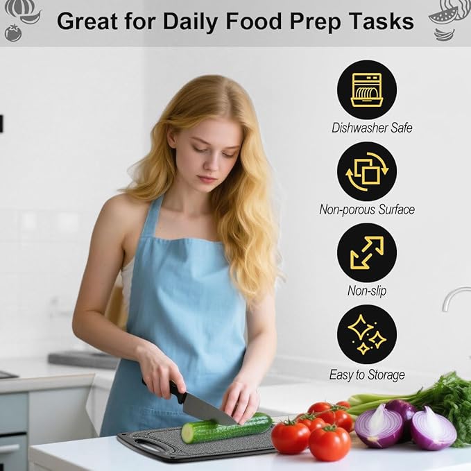 Metal Cutting Boards for kitchen, Stainless Steel Cutting Board, Dishwasher Safe, Juice Groove, Easy Grip Handle, Non-Slip Steel Cutting Board 15.6''x9.5''(1 Board)