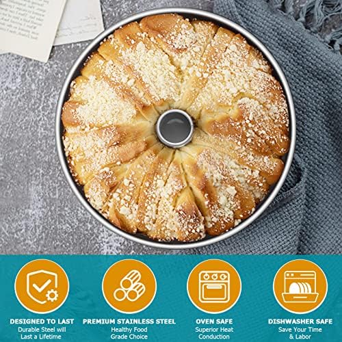 E-far 10-Inch Angel Food Cake Pan, Stainless Steel Tube Pan for Baking