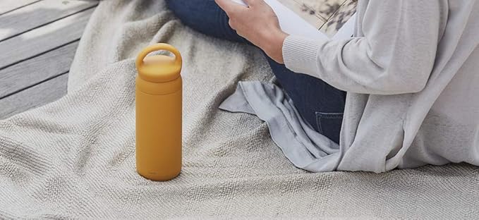 KINTO 21093 Day-off Tumbler, 16.9 fl oz (500 ml), Mustard, Double Wall Vacuum Construction, Hot and Cold Insulation, Water Bottle