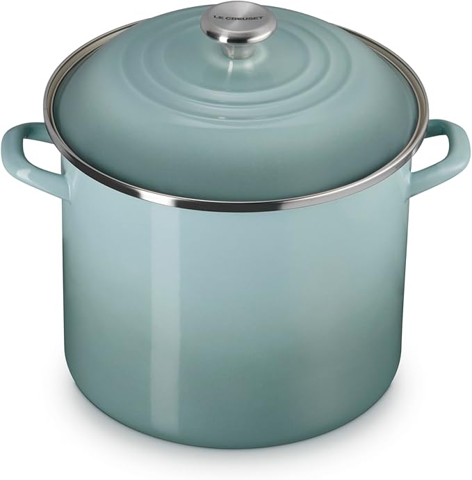 Le Creuset Enamel on Steel Traditional Stockpot, 12 qt., Sea Salt with Stainless Steel Knob