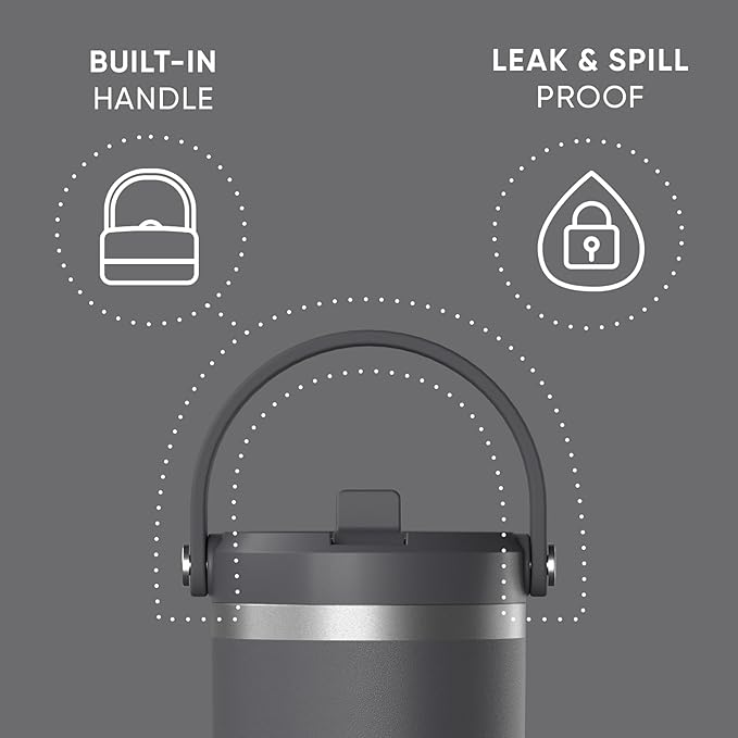 Hydrapeak Nomad 32 oz Tumbler with Handle and Straw Lid, Leakproof, Double Insulated, 32oz Cup, Stainless Steel | Grey Matter