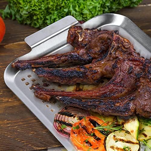 Grill Pan Set of 2, BBQ Grill Topper for Outdoor Grill Food Tray