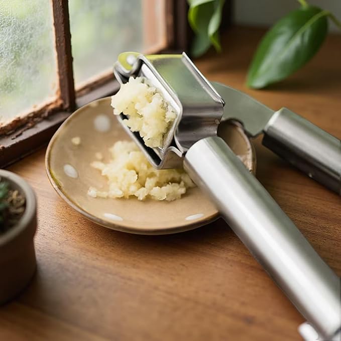 Stainless steel manual garlic press, home use garlic crushing tool, new kitchen garlic paste tool.
