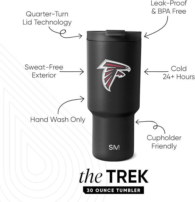 Simple Modern Officially Licensed NFL 30oz Tumbler with Flip Lid and Straws | Football Insulated Stainless Steel Cup | Gifts for Men Women | Trek Collection