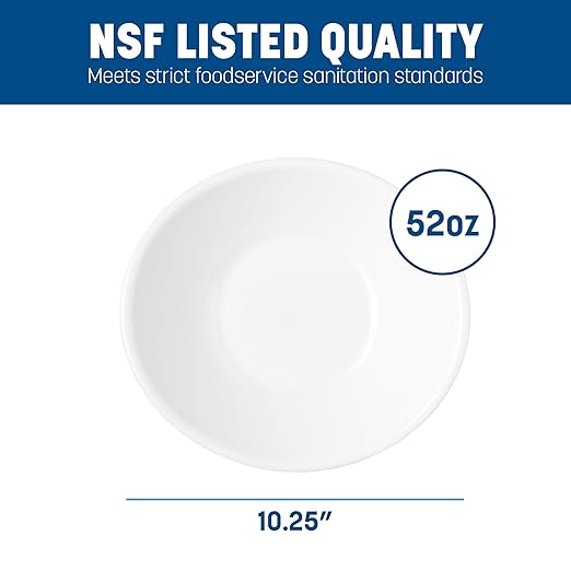Carlisle FoodService Products Stadia Resuable Plastic Bowl for Home and Restaurant, Melamine, 52 Ounces, White