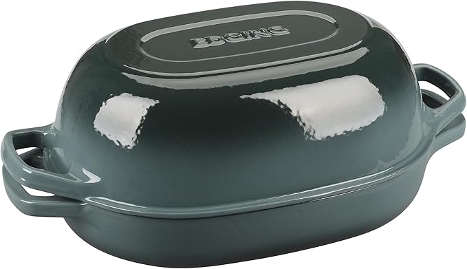 Enameled Cast Iron Oval Dutch Oven Pot with Lid, Dutch Oven for Sourdough Bread Baking, Bread Oven, Bread Dutch Oven, Oval Bread Pan, 7qt, Slateblue