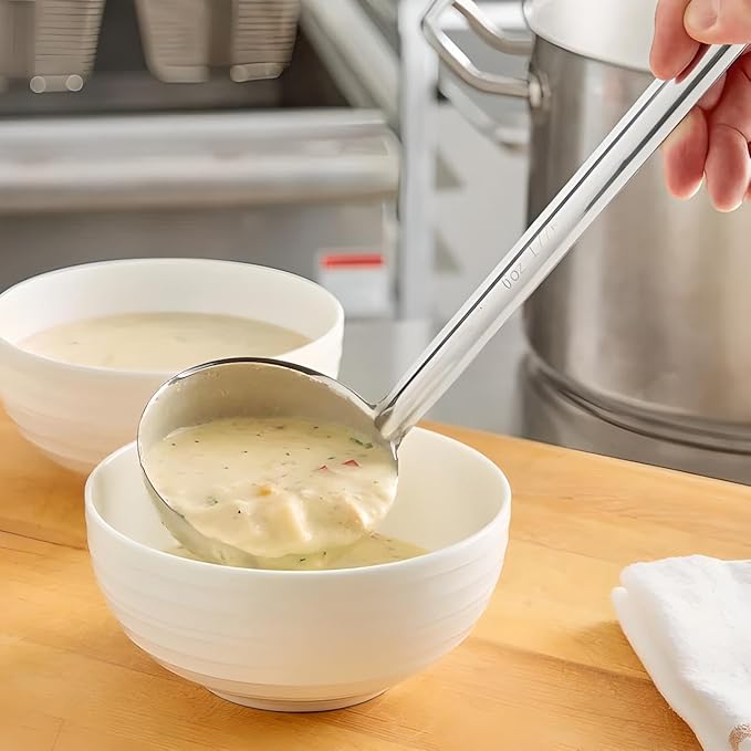 OCS Parts Set of 3 Stainless Steel Culinary Ladles | One-Piece Dishwasher Safe Home, Restaurant, Buffet and Catering Serving Ladle for Sauces, Soup, Gravy, and Salad Dressing (2-6 - 12 Ounce)