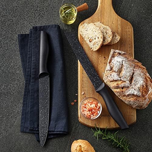 Marco Almond Kitchen Knife Set 12 PC Chef Knife Set Black