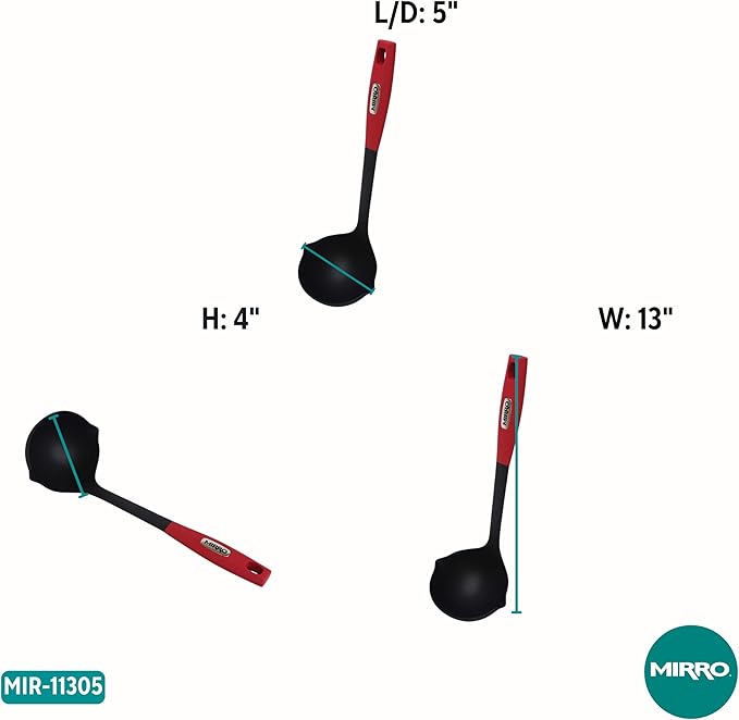MIRRO 8oz XL Canning Ladle, Black with Red Handle
