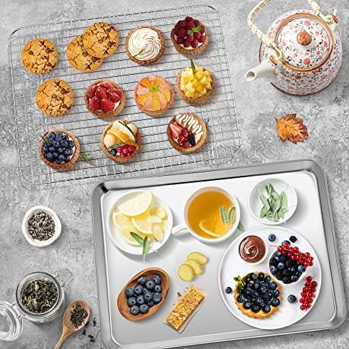 P&P CHEF 16 Inch Cookie Baking Sheet Pan with Wire Rack,2 Pcs