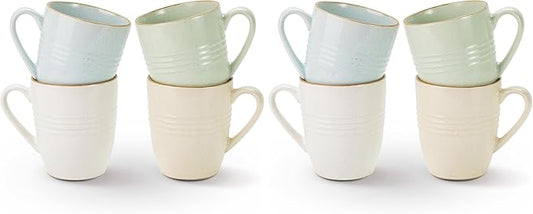 famiware Jupiter Coffee Mugs Set of 4, 14 OZ Coffee Mug, Microwave and Dishwasher Safe, Coffee Cups with Handle for Coffee, Tea, Cocoa, Milk, Multi-color (Pack of 2)