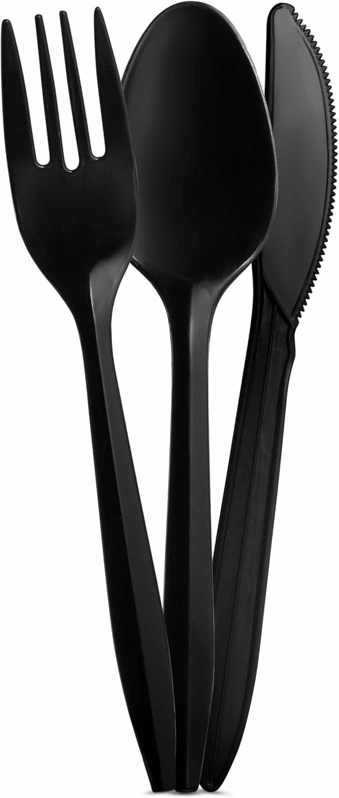 1000 Count Black Silverware Set, 334 Forks, 333 Spoons, 333 Knives, Medium Weight BPA Free Disposable Plastic Cutlery Set, Bulk Combo Pack Flatware Set for Party Supplies